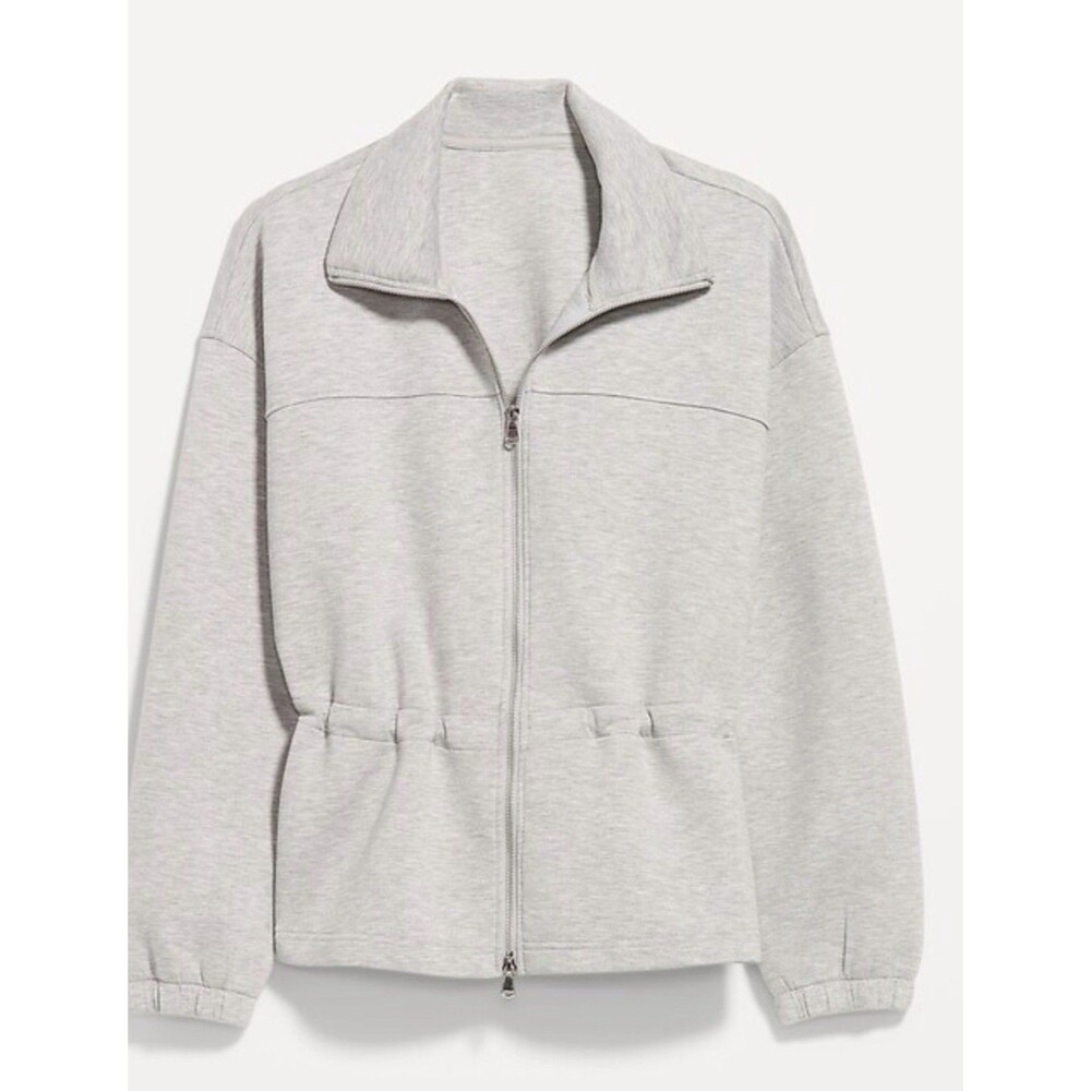 Old Navy Sweatshirt Jacket Gray Bounce Fleece Full Zip Cinched Cozy Size XL NWT